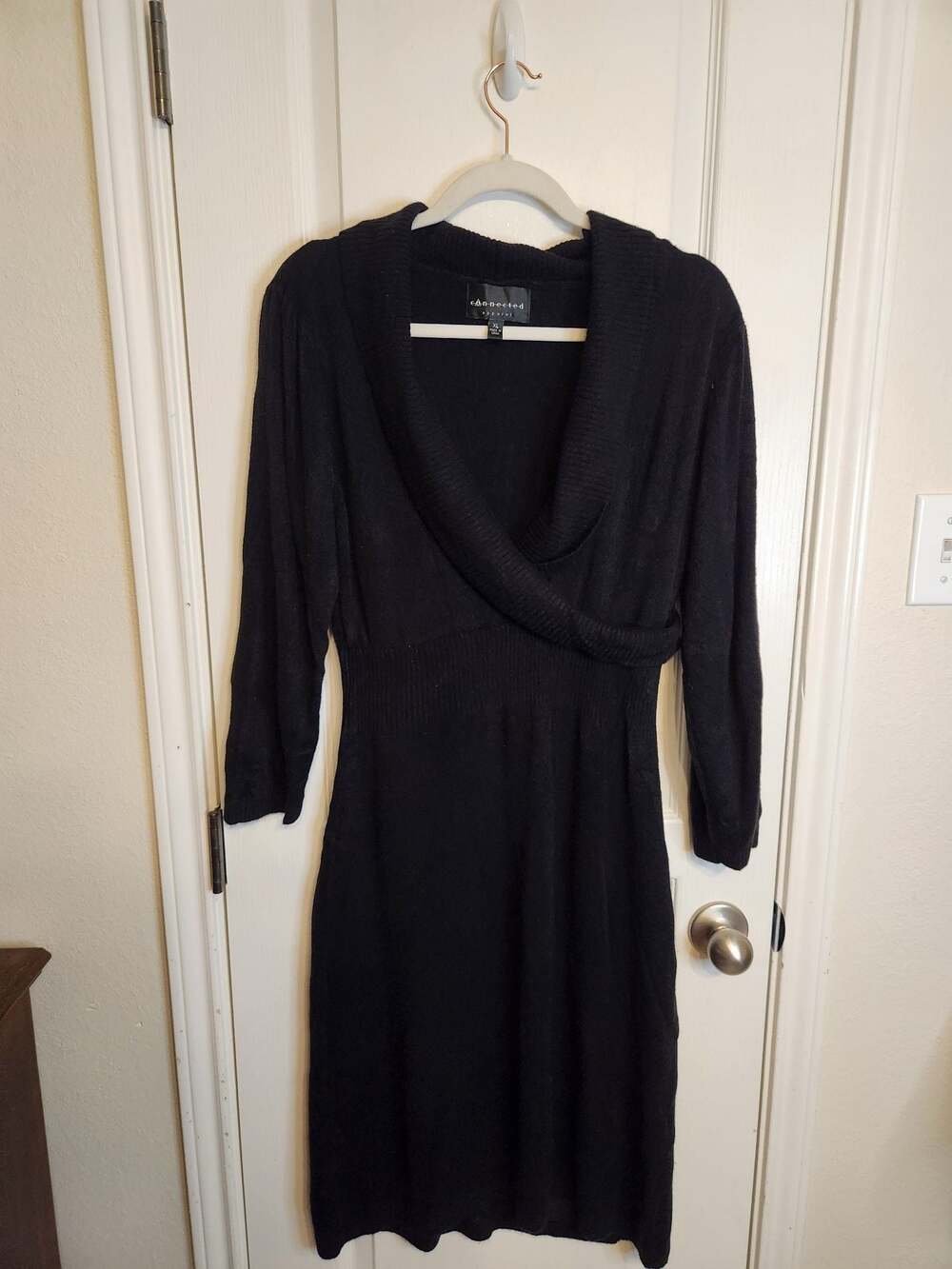 Black Cowl Neck Long Sleeve Sweater Dress